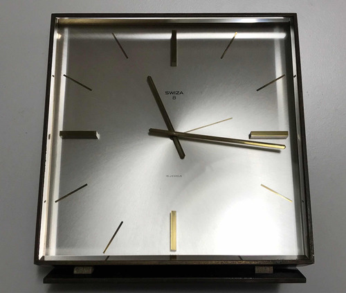 Reloj Despertador De Escritorio Vintage Marca Swiza Bronce