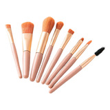 Set Maquillaje Brochas Pinceles Pack X 8 Unidades En Estuche Color Rosa