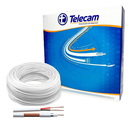 Cabo Coaxial Para Cftv Hd 5mm Dupla Blindagem Telecam 100mts