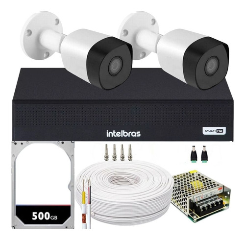 Kit Cftv 2 Cameras Segurança  Full Hd Dvr Intelbras 4ch