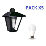 Pack X5 Farol Colonial 260mm + Lampara Led 9w Luz Fria