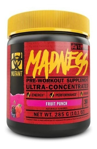 Mutant Madness Pre Entrenador 30 Servs Pre Workout 285gr Sab Sabor Ponche De Frutas