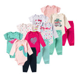 Kit 12 Peças Body Roupa De Bebe Menino Menina Mijão Algodão