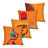 Kit Com 4 Capas Para Almofadas Decorativas Africano Dcorô