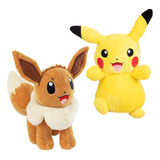 Pokemon - Paquete De 2 Peluches De Eevee & Pikachu De 8 Pul