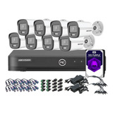 Kit De Seguridad Hikvision Dvr + 8 Camaras 2mp 24hs Color Vu