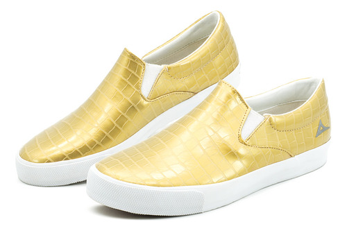 Tenis Pirma Choclo Para Mujer Slip On Color Dorado