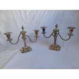 Antiguos Par De Candelabros Reproduccion Sheffield