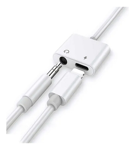 Adaptador Audífonos Lightning Y 3.5 Mm Audio Para iPhone Color Blanco