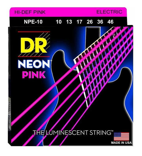 Cuerdas De Guitarra Eléctrica Dr Neon Rosadas 010-46