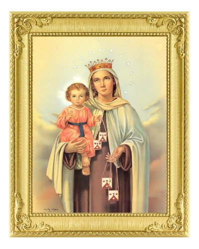 Vinilos Efecto Marco Cuadro Virgen Maria Niño Jesus  1mx80cm
