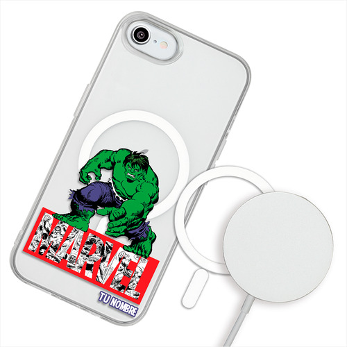 Funda Para iPhone Magsafe Hulk Marvel Nombre Personalizada