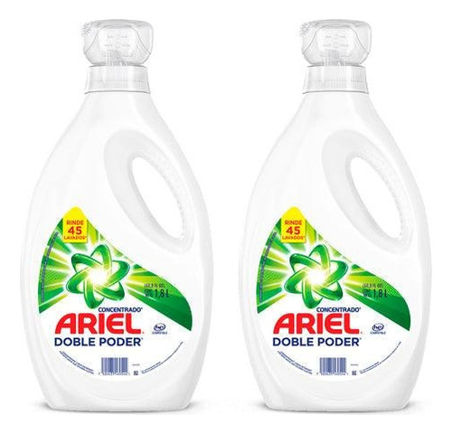 Ariel Power Liquid Detergente Liquido Concentrado 2 X 1,8 L