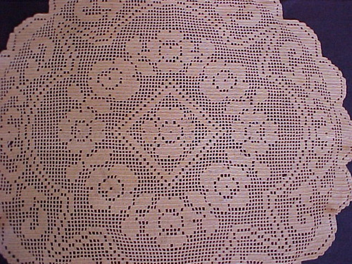Carpeta Antigua Crochet Fillet O Funda Amohadón 46 Cm  