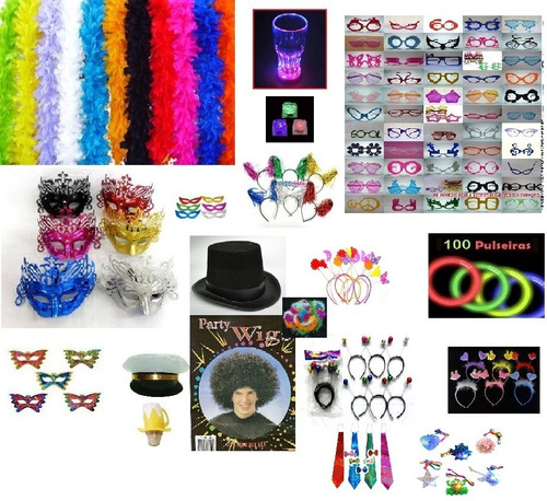 Kit Festa Balada Neon,piscas,tiaras,plaquinhas 160 Itens 