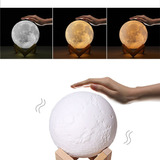 Luminária Abajur Led Lua 3d 12cm Recarregável Via Usb