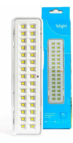 Luminária De Emergência Elgin 30 Led Com Bateria Recarregável 6hs 2 W 100v/240v Branca