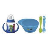 Juego De Mesa Para Bebé Monsterbaby Azul 4 Piezas