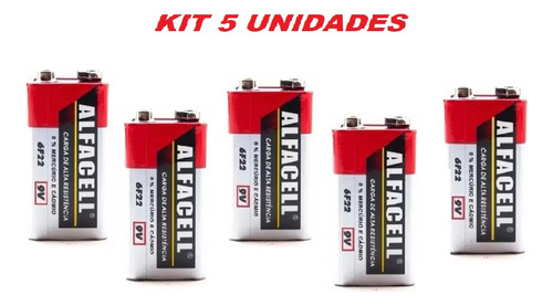  Baterias Pilhas 9v Comum Multímetro Kit 5 Unidades
