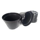 Vaso Pote 13 Rígido Plastico Plantar Flores Suculenta 500und Cor Preto Liso