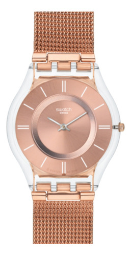 Reloj Swatch Hello Darling Sfp115m Para Mujer Color Rosé  