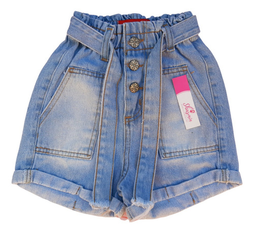 Short Paper Nena De Jeans Rigido  Cintura Ajustable. C/ Lazo