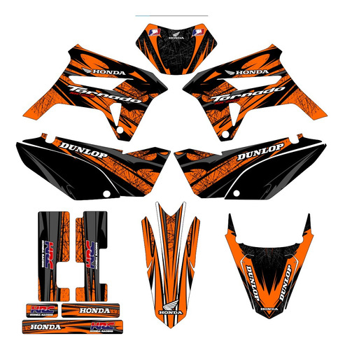 Kit Gráfico Xr 250 Tornado Biker R1de 0.20mm In19 Laranja