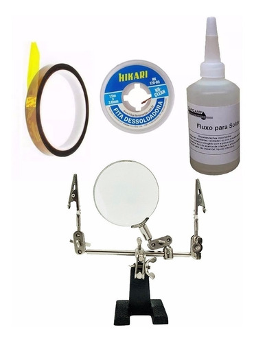 Kit Reballing Bga Fluxo No Clean Malha Dessolda Kapton Lupa