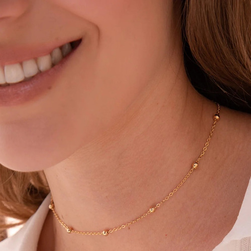Collar Choker Mujer Gargantilla Oro 24 K Cadena Baño En Oro