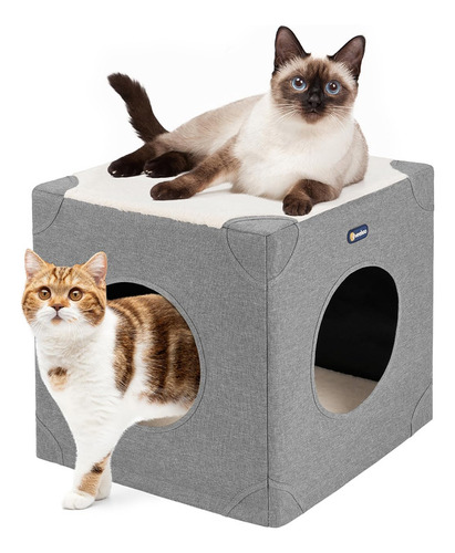 Veehoo Casa De Cama Para Gatos De Interior, 2 Cuevas Grandes