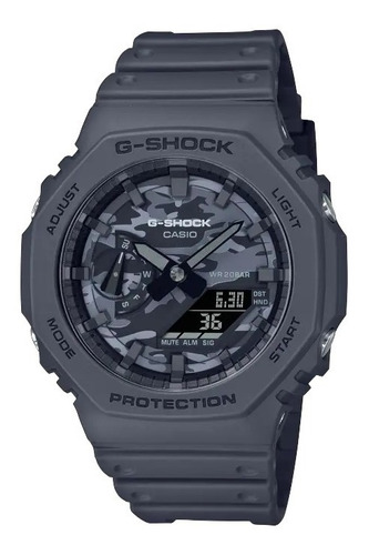 Reloj Casio Hombre Ga-2100ca-8a G-shock Antigolpes Camu Luz Color De La Malla Gris Color Del Bisel Negro