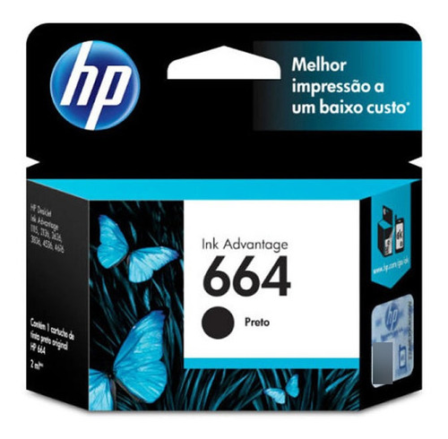 Cartucho Hp 664 F6v29ab Preto Para Impressora 2136 3636 3836