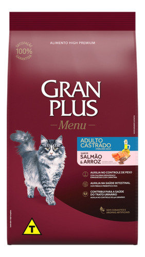 Ração Granplus Menu Gatos Castrados Sabor Salmão 10kg