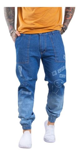 Pantalon Mom Juvenil Estampado Hombre Jeans Premium 38 Al 48