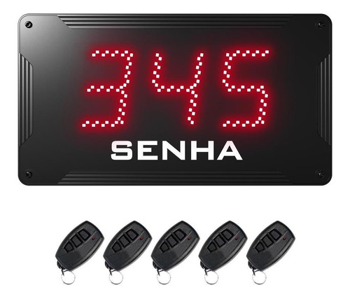 Painel De Senha Com Dígitos De 10 Cm + 5 Controles Sem Fio