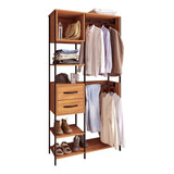 Playcon Open Closet, 100x201x40 Cm, Closet Móvil 2 Cajones