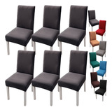 6 Pzas Funda Elastica Protectora Silla Comedor Color Sólido