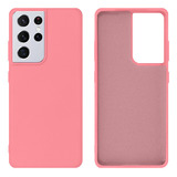 Capinha Capinha Para Galaxy S21 Ultra Em Silicone Aveludado Cor Rosa-chiclete