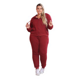 Conjunto Moletom Grosso Feminina Plus Size Casaco+calça