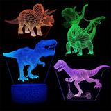 Luz Nocturna De Dinosaurio 3d, Lámpara De Ilusión De Hologra