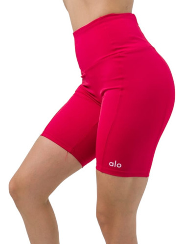 Short Biker Alo Yoga Dama Licra Cintura Alta Gym Fit Casual