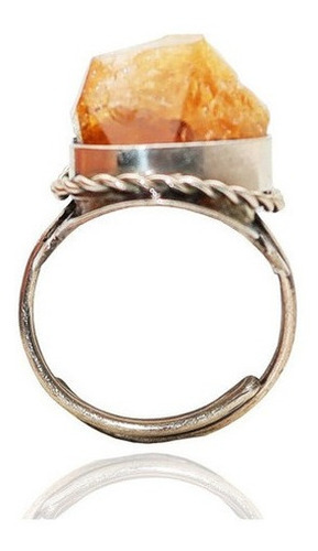 Anillo Cuarzo Citrino En Bruto Unisex Ajustable + Estuche 