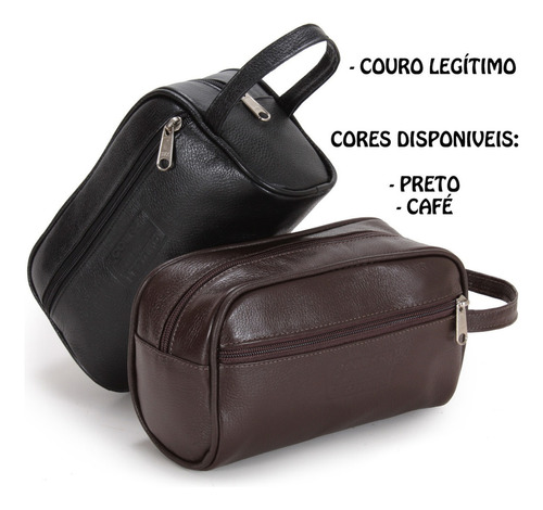 Necessaire De Couro Legitimo Mini Bag Masculina Feminina Cor Marrom