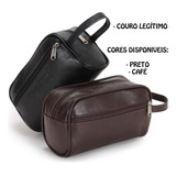 Necessaire De Couro Legitimo Mini Bag Masculina Feminina Cor Marrom