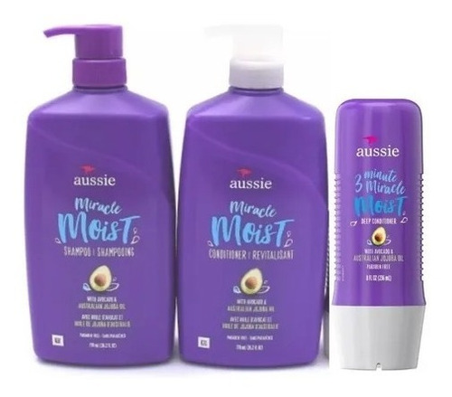 Kit Aussie Miracle Moist Sh. E Cond. 778ml E Mascara 236ml