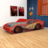 Cama Infantil Auto Modelo Rayo Mcqueen 1 Plaza Y 1/2 - 1mt