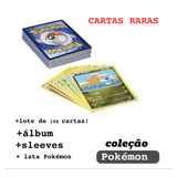 Coleção Cartas Pokemon+caixa De Metal+album+100 Cartas