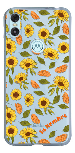 Funda Para Motorola Para Mujer Girasoles Y Nombre