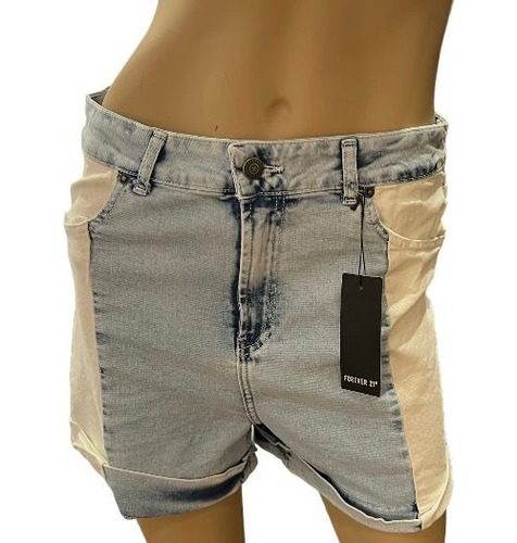 Short Denim Forever 21 Jean Combinado Mujer Original !!!