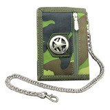 Cartera Crazy Hunter, Camuflaje Verde Con Cierre Y Cadena